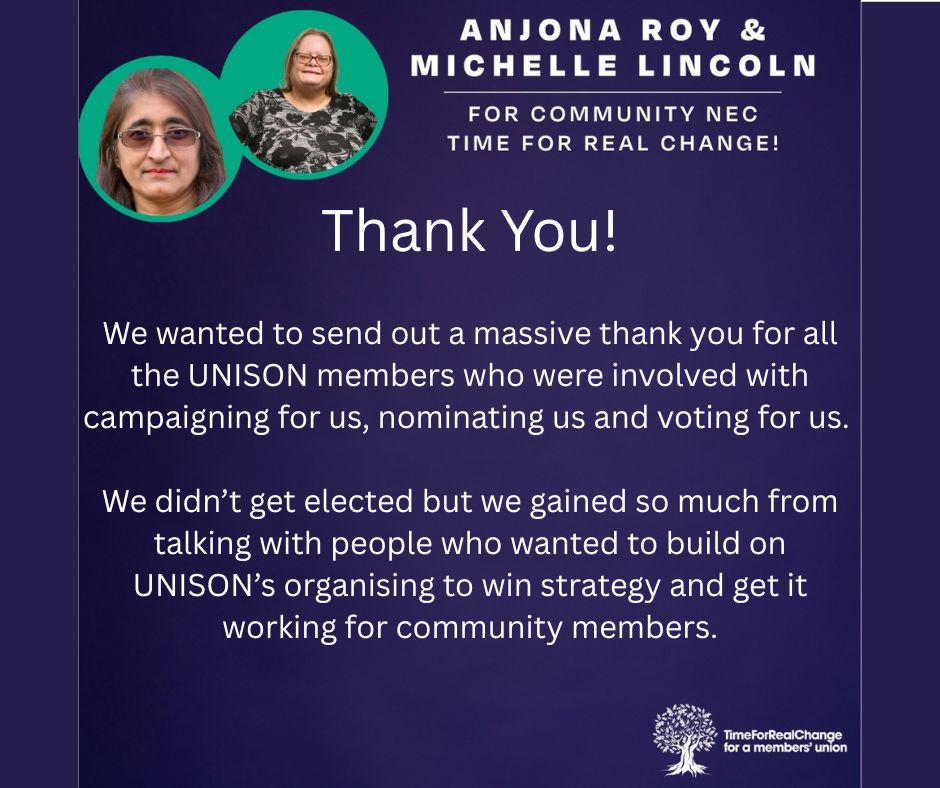 Thank so much to everyone who was involved in voting for, nominating or campaigning for us. We did not win but have really gained so much.
We have learnt enormously from the campaign and the frustration of community members wanting better support for them in organising to win.