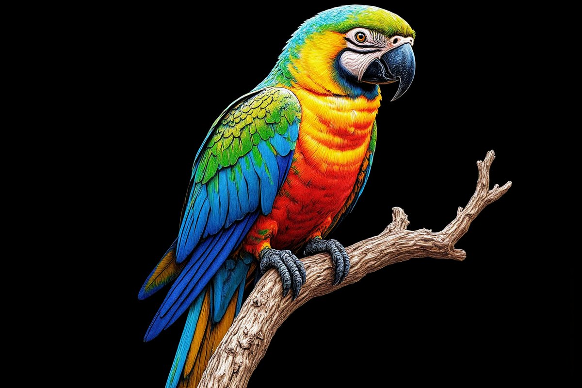 PromptSin's tweet image. Colorful parrot perched on a branch 🦜✨ #BirdsOfInstagram #NatureLovers