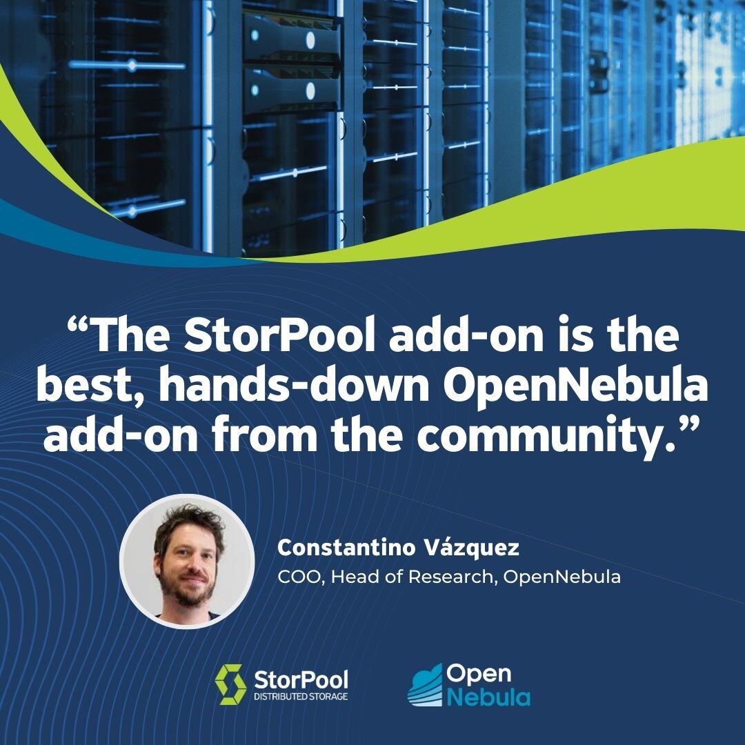 storpool's tweet image. Simple to deploy and manage, OpenNebula is a leading cloud management platform. With StorPool as the storage layer, build high-performance clouds effortlessly.
Ready to create your cloudstack? Learn more: hubs.ly/Q03qR1230
#OpenNebula #cloudstorage #performance