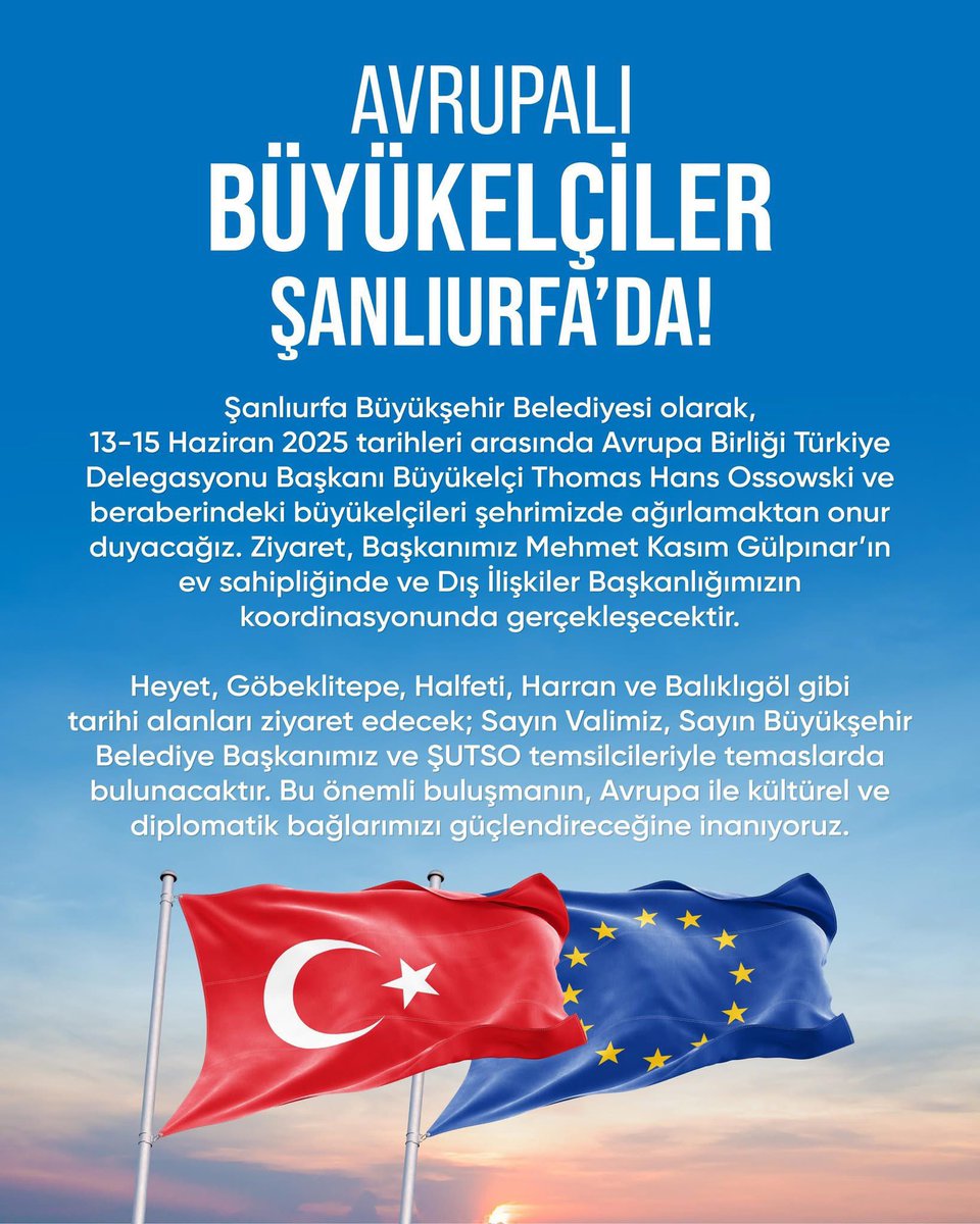Tarih,kültür ve diplomasi bir arada. 🇹🇷🇪🇺
#Şanlıurfa 
#MehmetKasımGülpınar