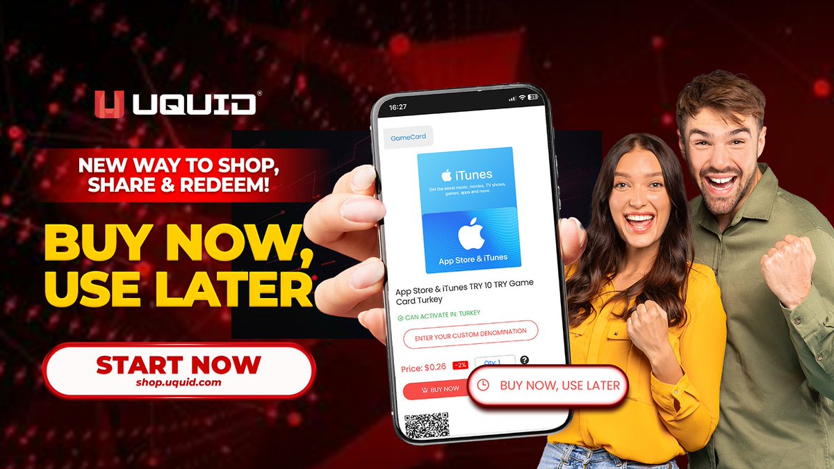 Announcing a game-changer: Uquid's "Buy Now, Use Later"! 🎉 

Purchase digital products now, save the redemption link, and use it anytime – next week or even... NEXT 10 YEARS! Perfect for gifts, future needs, and maximizing sales.

Read in details here: shop.uquid.com/blog/uquid-pre…