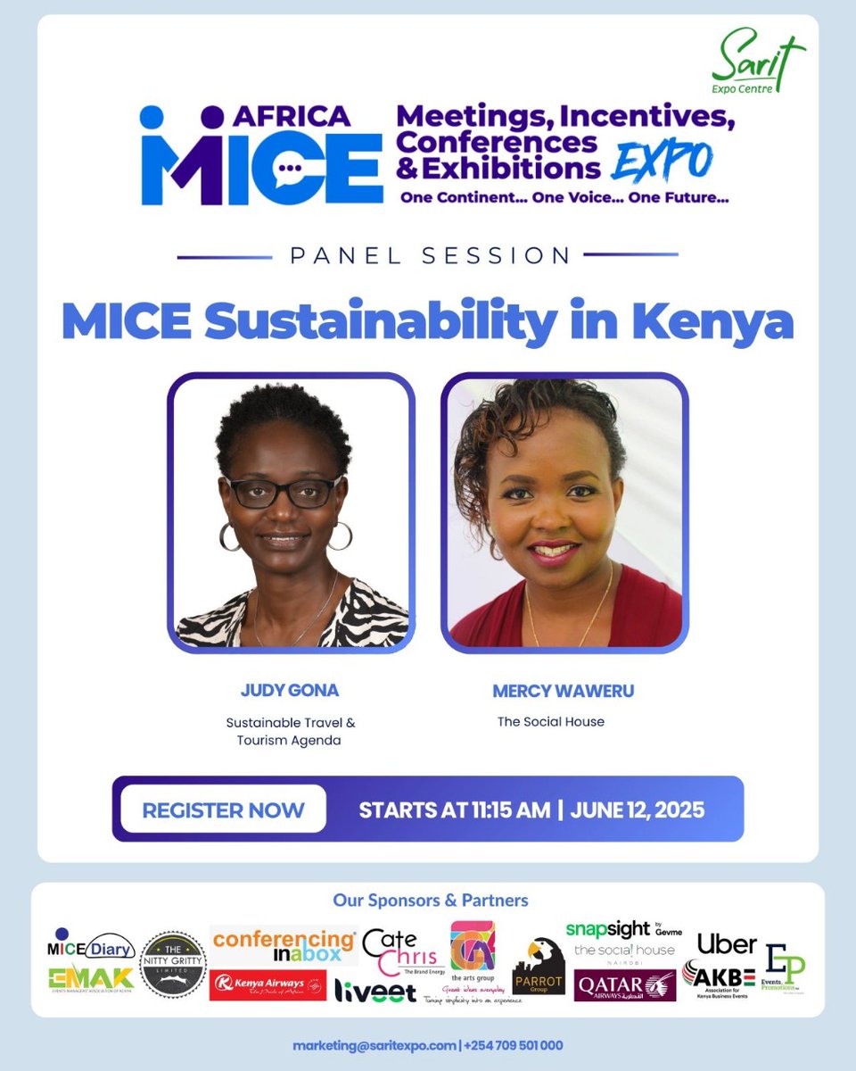 Sustainable Travel & Tourism Africa-Consulting (@sttakenya) on Twitter photo ๐๐๐ฃ๐ฃ๐๐ก๐๐ก๐ ๐ง๐ข๐๐๐ฌ!
We are excited to share that our team lead <a href="/GonaJudy/">Judy Kepher Gona #sttaconsulting</a> will be moderating a panel session on โMICE Sustainability in Kenyaโ at the 1st Edition of the #AfricaMICEExpo, taking place at the <a href="/SaritThe/">Sarit Expo Centre</a>,Nairobi.
The session will look into how ๐๐๐ฃ๐ฃ๐๐ก๐๐ก๐ ๐ง๐ข๐๐๐ฌ!
We are excited to share that our team lead <a href="/GonaJudy/">Judy Kepher Gona #sttaconsulting</a> will be moderating a panel session on โMICE Sustainability in Kenyaโ at the 1st Edition of the #AfricaMICEExpo, taking place at the <a href="/SaritThe/">Sarit Expo Centre</a>,Nairobi.
The session will look into how