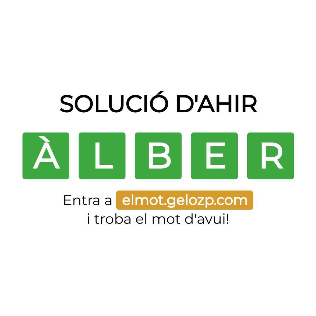 La solució d’ahir era ÀLBER. La vas encertar?
Entra a elmot.gelozp.com i troba la paraula d’avui!

#ElMot #WordleCAT