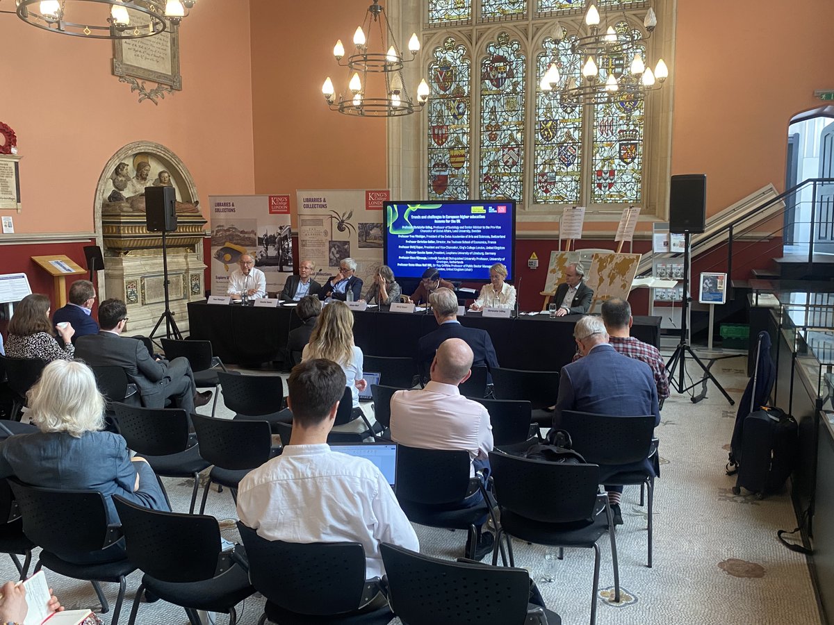 policyatkings's tweet photo. ☀️ This morning we're discussing what the UK can learn from trends in European higher education

Thanks for joining us, Prof Christofer Edling, Prof Yves Flückiger, Prof Christian Gollier, Prof Sascha Spoun, Prof Cisca Wijmenga, Prof Shitij Kapur &amp; Prof Dame Alison Wolf DBE https://t.co/WRemJFernH