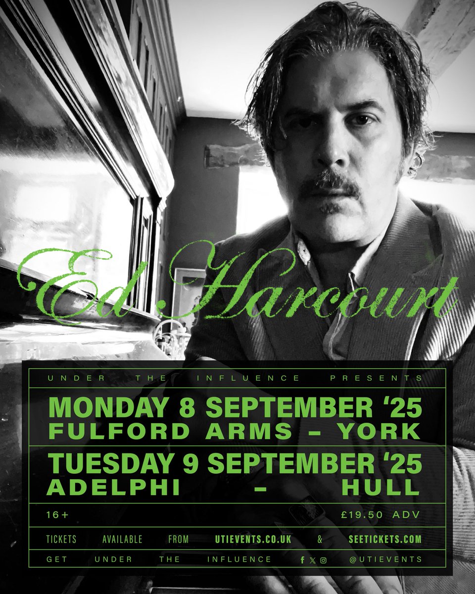 Under The Influence (@utievents) on Twitter photo ON SALE NOW // Singer-songwriter Ed Harcourt live at <a href="/fulfordarmsyork/">Fulford Arms</a> (8 Sept), and <a href="/TheAdelphiClub/">The New Adelphi Club</a> (9 Sept).
🎟 Book tickets: bit.ly/UTIEventsTicke…
Known for his richly atmospheric sound that blends melancholic piano melodies, sweeping orchestration, and raw emotional depth. ON SALE NOW // Singer-songwriter Ed Harcourt live at <a href="/fulfordarmsyork/">Fulford Arms</a> (8 Sept), and <a href="/TheAdelphiClub/">The New Adelphi Club</a> (9 Sept).
🎟 Book tickets: bit.ly/UTIEventsTicke…
Known for his richly atmospheric sound that blends melancholic piano melodies, sweeping orchestration, and raw emotional depth.