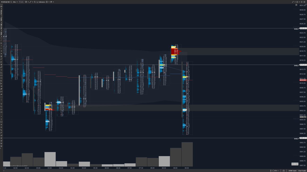 ThirdConfig's tweet image. $ES Was long but flipped short after a failed auction above the 6015 shelf. #ES_F #AuctionMarketTheory #OrderFlow