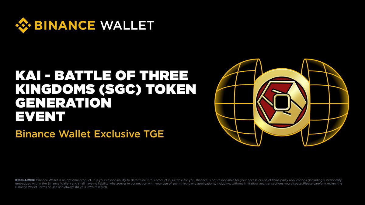 Join the 23rd Exclusive TGE on #Binance Wallet with <a href="/b3k_games/">KAI Battle of Three Kingdoms</a> (SGC) via <a href="/PancakeSwap/">PancakeSwap</a>!

🗓️ Subscription: Jun 13th, 2025, from 8AM to 10AM (UTC)
📜 Eligible users need to use Binance Alpha Points to participate
🎁 Additional 300,000,000 SGC for upcoming campaigns — details coming