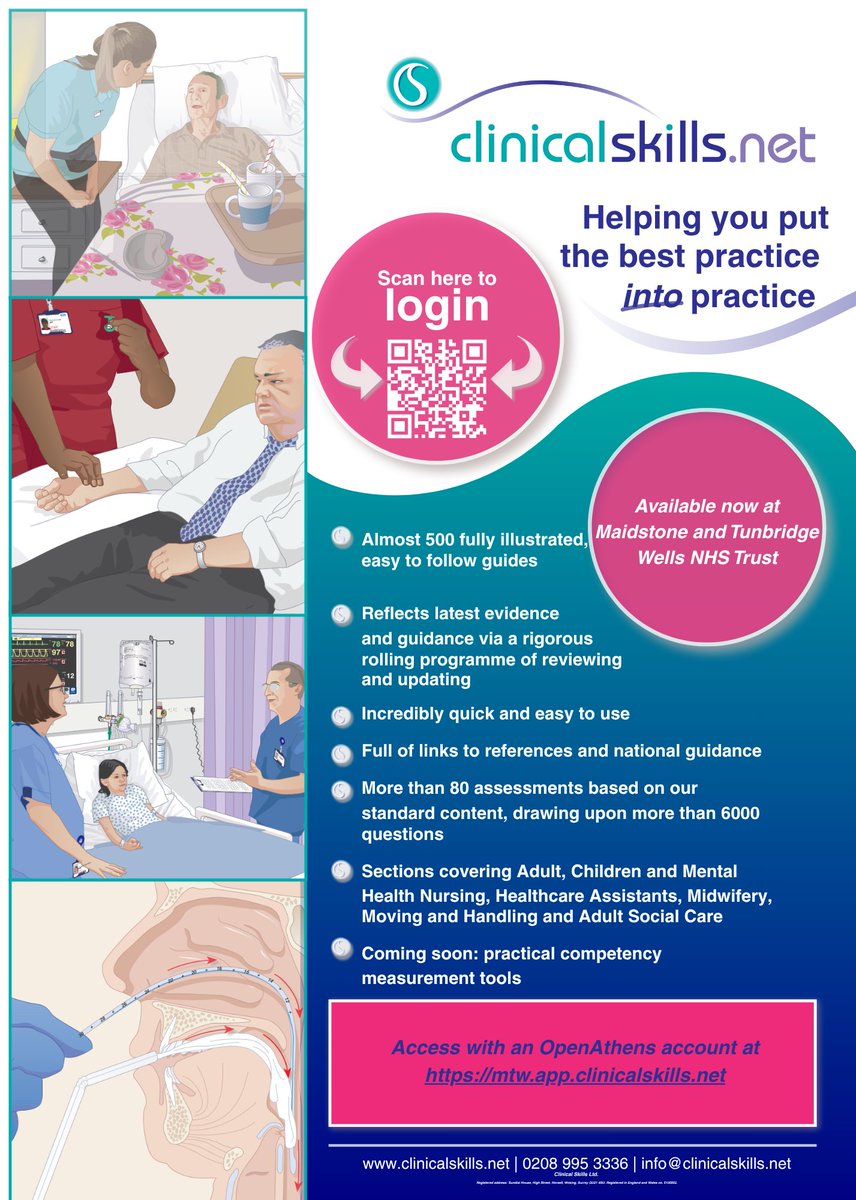 📢MTW Staff, did you know your Trust has access to clinicalskills.net? 
📚Stay sharp with regularly updated clinical guides, assessments, and links to national guidance.
☑️Don't miss out - log in with your OpenAthens and boost your confidence &amp; competence! 
<a href="/MTWnhs/">Maidstone and Tunbridge Wells NHS Trust</a> <a href="/kmptnhs/">KMPT NHS 💙</a>