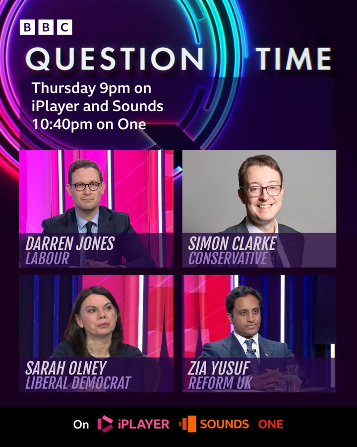 Why is it that the Tories appear unable to field an actual MP for #bbcqt 
Equally - why are they platforming Yusuf from Reform, who resigned, came back 48hrs to head up a fantasy dept and now shouts he wants to be an MP