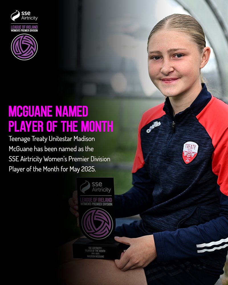 Congratulations to Treaty United star Madison McGuane who has been named Player of the Month for May 👏