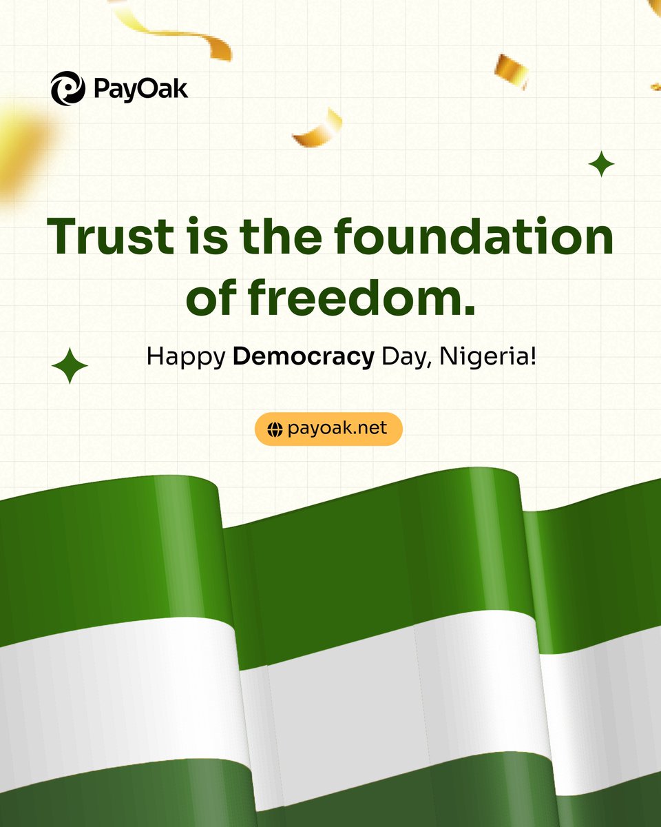 Freedom grows where trust lives.

This Democracy Day, stand strong and protect what matters to you.

Happy Democracy Day, Nigeria!