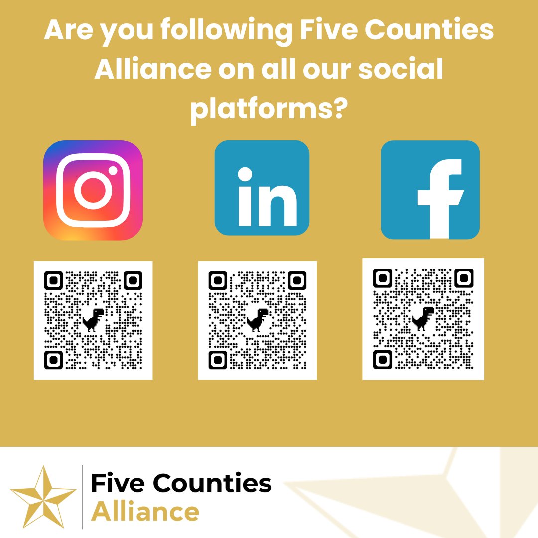 ⭐️Follow Five Counties Alliance across these platforms!⭐️

⭐️Instagram⭐️
 instagram.com/fivecountiests…

⭐️LinkedIn⭐️
shorturl.at/kzxwI

⭐️Facebook⭐️
facebook.com/fivecountiesTS…

#fivecounties