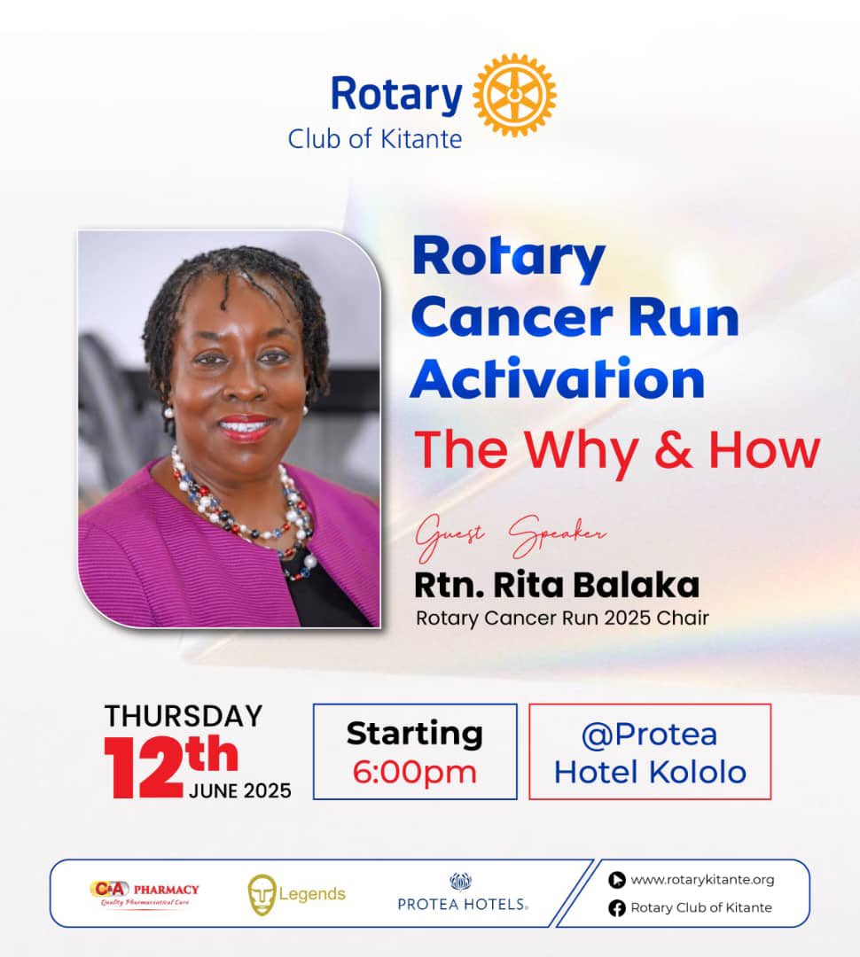 Join us this Thursday for an engaging fellowship as Rtn. Rita Balaka, Chair of the Rotary Cancer Run 2025, shares:✅Why the Cancer Run matters✅How to get involved
✅Insights from a leader in the fight against cancer.Don’t miss this opportunity to connect, and make a difference.