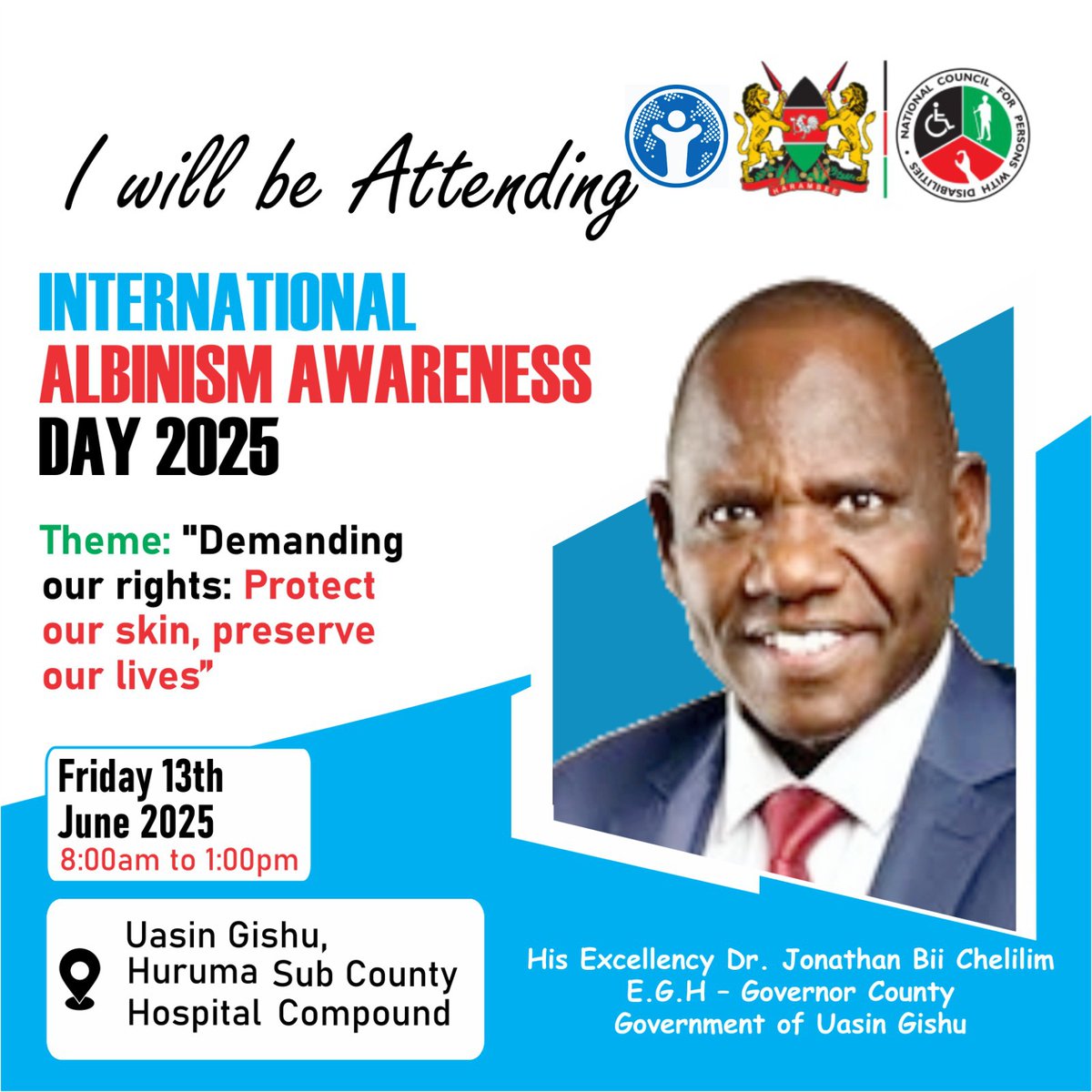 ncpwds (@ncpwds) on Twitter photo Join us as we celebrate International Albinism Awareness Day.
<a href="/GovernorBii/">Hon. Dr. Jonathan Bii Chelilim, E.G.H</a>
<a href="/MwauraIsaac1/">Dr. Isaac Mwaura CBS</a> <a href="/FirstLadyKenya/">Office of the First Lady Kenya</a>
#lAADKe Join us as we celebrate International Albinism Awareness Day.
<a href="/GovernorBii/">Hon. Dr. Jonathan Bii Chelilim, E.G.H</a>
<a href="/MwauraIsaac1/">Dr. Isaac Mwaura CBS</a> <a href="/FirstLadyKenya/">Office of the First Lady Kenya</a>
#lAADKe