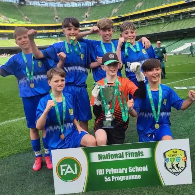Massive congrats to Lusk NS who became FAI Primary 5s national champions in the Aviva Stadium yesterday. The team featured four Shels players Harry, Mikki, Dylan, and Patryk. Well done lads and to Jamie &amp; Harley on the team also and all the school on a great accomplishment.