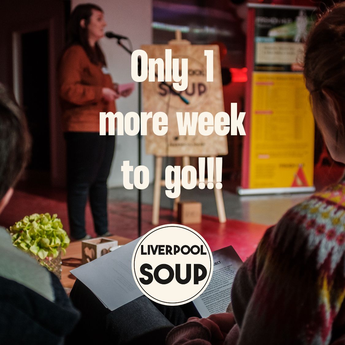 🎉  ONLY 1 WEEK TO GO!  🎉

It's not long until we'll be welcoming four local, grassroots projects to the Liverpool SOUP stage.

It's going to be an inspiring and uplifting night. Will we see you there? 

linktr.ee/LiverpoolSOUP