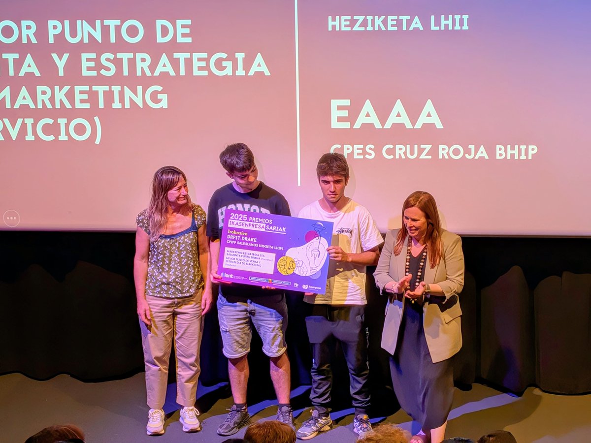 MARKETIN ETA SALMENTA PUNTUAREN ESTRATEGIA ONENAREN SARIA (PRODUKTUA):
Lehen saria CPIFP SALESIANOS URNIETA LHIPIko DRFIT DRAKE Ikasenpresarentzat da.
<a href="/hezkuntzaEJGV/">Hezkuntza</a> <a href="/tknika/">Tknika</a> <a href="/IkaslanEuskadi/">Ikaslan</a> <a href="/HETELFP/">HETEL FP</a> <a href="/AiceIzea/">AICE-IZEA</a>