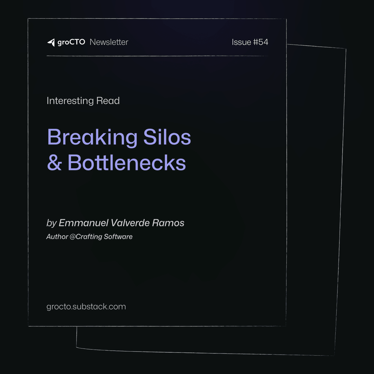 groCTO by typo (@grocto_) on Twitter photo 📬groCTO Bytes #54 is here!
Uncover👇
📢DORA webinar ft <a href="/Typoapp_/">Typo</a>
📝Hiring in the AI Era: Daniel Walters
📖Bad Code vs Bad Leaders: Ethan Evans
✅Breaking Silos & Bottlenecks: <a href="/evrtrabajo/">Emmanuel Valverde | 👨💻 @ 🏡</a>
🔗grocto.substack.com/p/project-unpr…
#EngineeringLeadership #CTO #SoftwareEngineering #Newsletter 📬groCTO Bytes #54 is here!
Uncover👇
📢DORA webinar ft <a href="/Typoapp_/">Typo</a>
📝Hiring in the AI Era: Daniel Walters
📖Bad Code vs Bad Leaders: Ethan Evans
✅Breaking Silos & Bottlenecks: <a href="/evrtrabajo/">Emmanuel Valverde | 👨💻 @ 🏡</a>
🔗grocto.substack.com/p/project-unpr…
#EngineeringLeadership #CTO #SoftwareEngineering #Newsletter