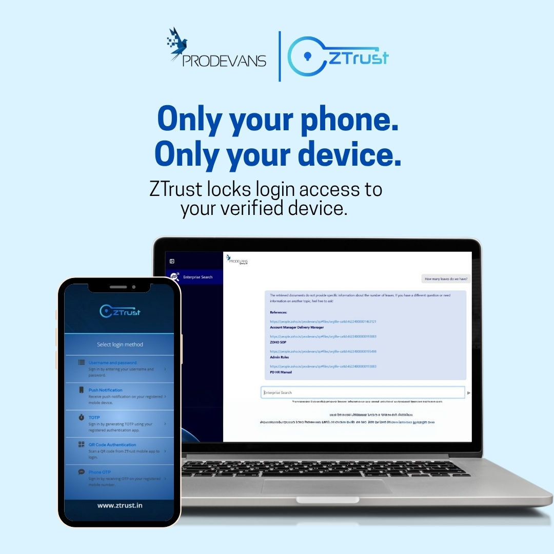 CEOProDevAns's tweet image. Say goodbye to password hassles with ZTrust by Prodevans — a smarter, faster, and more secure way to log in.

Visit:- ztrust.in

Explore more at prodevans.com 

#ZTrust #Prodevans #PasswordlessLogin #SmartAuthentication #SecureAccess #CyberSecurity