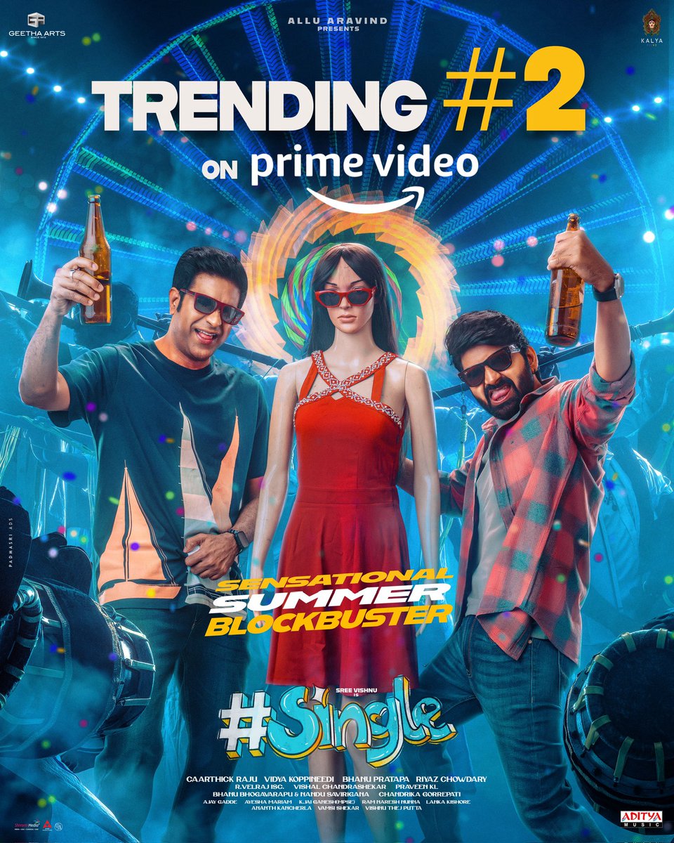Geetha Arts (@geethaarts) on Twitter photo The Fun Blaster Becomes Everyone's Favourite😍💥
The Ultimage Summer Blockbuster #Single is Trending #2 on <a href="/PrimeVideoIN/">prime video IN</a> ❤️🔥👑
Enjoy #SingleMovie on #PrimeVideo 😎
▶️ rb.gy/o7jpvu The Fun Blaster Becomes Everyone's Favourite😍💥
The Ultimage Summer Blockbuster #Single is Trending #2 on <a href="/PrimeVideoIN/">prime video IN</a> ❤️🔥👑
Enjoy #SingleMovie on #PrimeVideo 😎
▶️ rb.gy/o7jpvu