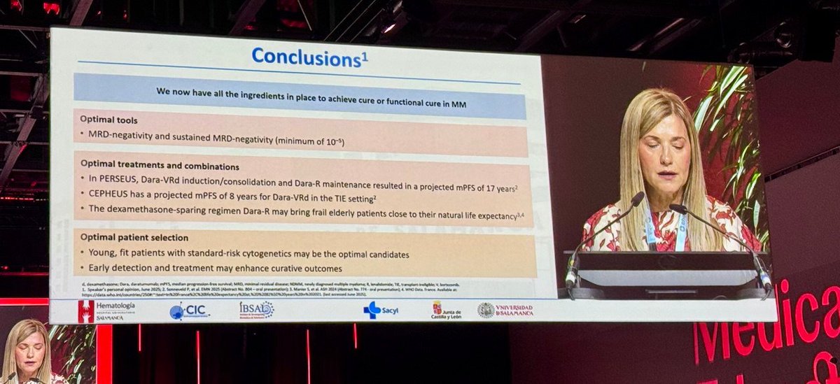 Myeloma Patients Europe (@myelomaeurope) on Twitter photo 🩸 At #EHA2025, <a href="/mvmateos/">marivi mateos</a> shared a hopeful vision for #myeloma care: “we have the ingredients to achieve a cure (or functional cure) in several patient groups.” How?
✅ Minimal Residual Disease (MRD)
✅ Potent treatment combinations
✅ Smart patient selection 🩸 At #EHA2025, <a href="/mvmateos/">marivi mateos</a> shared a hopeful vision for #myeloma care: “we have the ingredients to achieve a cure (or functional cure) in several patient groups.” How?
✅ Minimal Residual Disease (MRD)
✅ Potent treatment combinations
✅ Smart patient selection