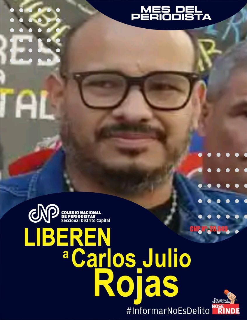 CNP Caracas (@cnpcaracas) on Twitter photo 🗣️#MesDelPeriodista #12Jun | El periodista Carlos Julio Rojas <a href="/CarlosJRojas13/">Carlos Julio Rojas</a> enfrenta una grave situación en El Helicoide. Confinado en una celda de castigo , tiene problemas de salud y restricción de las visitas. #LibertadParaCarlosJulio 🗣️#MesDelPeriodista #12Jun | El periodista Carlos Julio Rojas <a href="/CarlosJRojas13/">Carlos Julio Rojas</a> enfrenta una grave situación en El Helicoide. Confinado en una celda de castigo , tiene problemas de salud y restricción de las visitas. #LibertadParaCarlosJulio