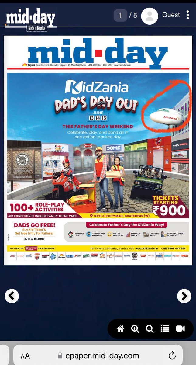 This is the front page of the Mid-Day newspaper today.

Look at the air india plane today in this picture.

How is this possible? 🤔

#planecrash