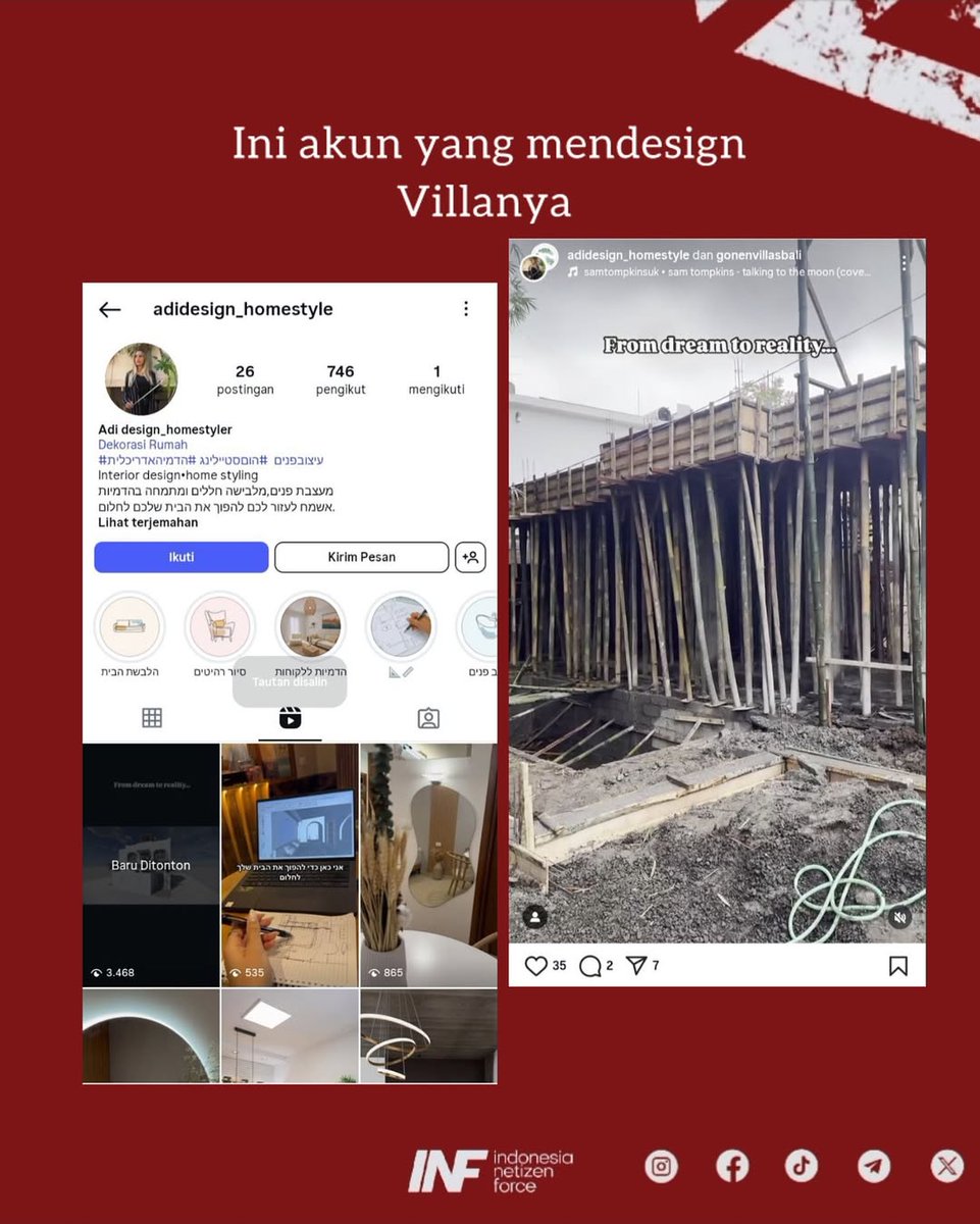 Bisa-bisanya tentara IDF bikin bisnis dan bangun villa di Bali. 🤬
Kami menentang keras kehadiran Zionis di Indonesia, apalagi ini memiliki bisnis! Tidak bisa dibiarkan begitu saja!