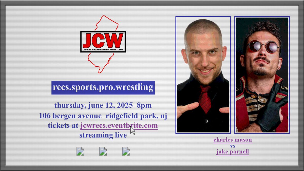 GameChangerWrestling (@gcwrestling_) on Twitter photo *tonite 8pm*
Our friends from <a href="/JerseyCW/">Jersey Championship Wrestling</a> go live from the mecca in Ridgefield Park!
Feat:
Masha v Mako
Tremont/Bam v BeastDog
Miyu v Blade
Mathers v Bengston
YDNP v Broner/OShay
Mason v Parnell
Yaki v Lucas
+more
Watch LIVE/Free on the GCW Youtube!
Tix:
JCWRecs.eventbrite.com *tonite 8pm*
Our friends from <a href="/JerseyCW/">Jersey Championship Wrestling</a> go live from the mecca in Ridgefield Park!
Feat:
Masha v Mako
Tremont/Bam v BeastDog
Miyu v Blade
Mathers v Bengston
YDNP v Broner/OShay
Mason v Parnell
Yaki v Lucas
+more
Watch LIVE/Free on the GCW Youtube!
Tix:
JCWRecs.eventbrite.com