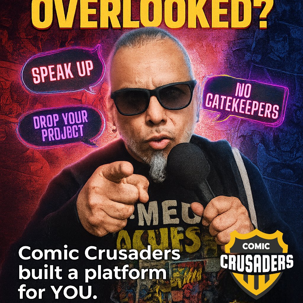 #IndieCreators, #ComicHustlers, &amp; #PopCultureRebels! Tired of being overlooked by the Big 2? I’m Al Mega, and #ComicCrusaders is YOUR platform.  Interviews, Kickstarter hype, &amp; real momentum, #NoGatekeepers, #NoFluff. Drop your project or tag a creator who needs the spotlight!