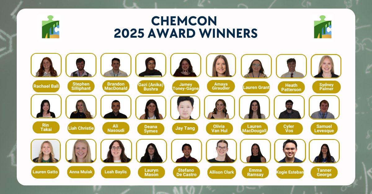 We are excited to announce the 2025 Science Atlantic Chemistry Conference award winners! 🫧🧪
To learn more about the #ChemCon2025 award winners and their research, check out our website! sciatl.org/44UAsfU

*Not pictured: Hadil Hamza, Pinelopi Tsami, Kathryn (Katie) MacLean