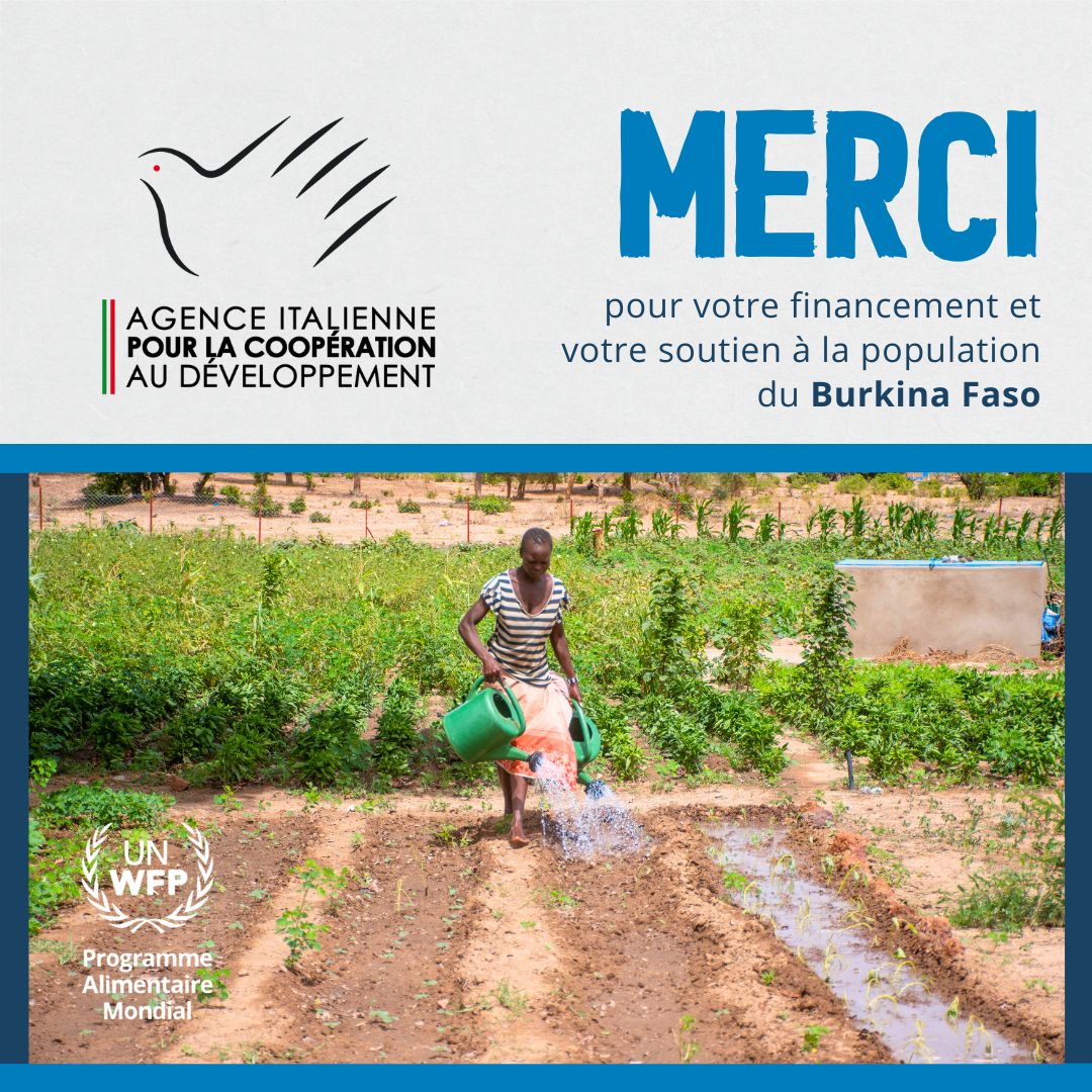 WFP au Burkina Faso (@wfp_burkinafaso) on Twitter photo 🙏 Immense merci à l'Italie pour sa généreuse contribution de €3️⃣0️⃣0️⃣0️⃣0️⃣0️⃣0️⃣ au <a href="/WFP/">World Food Programme</a>, qui vise à renforcer la résilience de plus de 55 670 personnes vulnérables au #Burkina_Faso, notamment les femmes et les jeunes, face aux chocs climatiques et économiques.
#Résilience #AICS 🙏 Immense merci à l'Italie pour sa généreuse contribution de €3️⃣0️⃣0️⃣0️⃣0️⃣0️⃣0️⃣ au <a href="/WFP/">World Food Programme</a>, qui vise à renforcer la résilience de plus de 55 670 personnes vulnérables au #Burkina_Faso, notamment les femmes et les jeunes, face aux chocs climatiques et économiques.
#Résilience #AICS