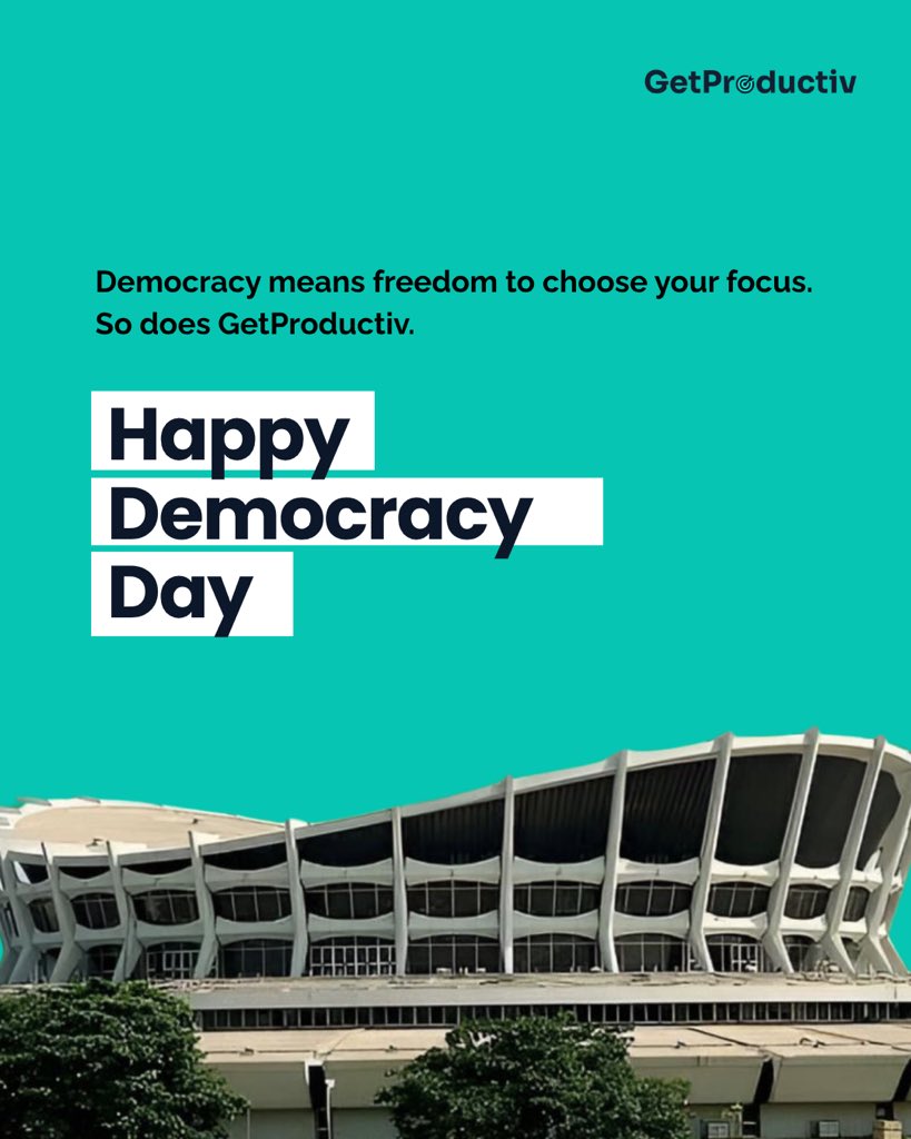 getproductiv_'s tweet photo. 🇳🇬 Happy Democracy Day! At GetProductiv, we believe freedom is the power to focus, own your time, and shape your future. Today, we celebrate the liberty to work with purpose and grow with clarity.
Stay Focused, Stay Productiv. 

#getproductiv
#africantech https://t.co/G7hTLkbh4r
