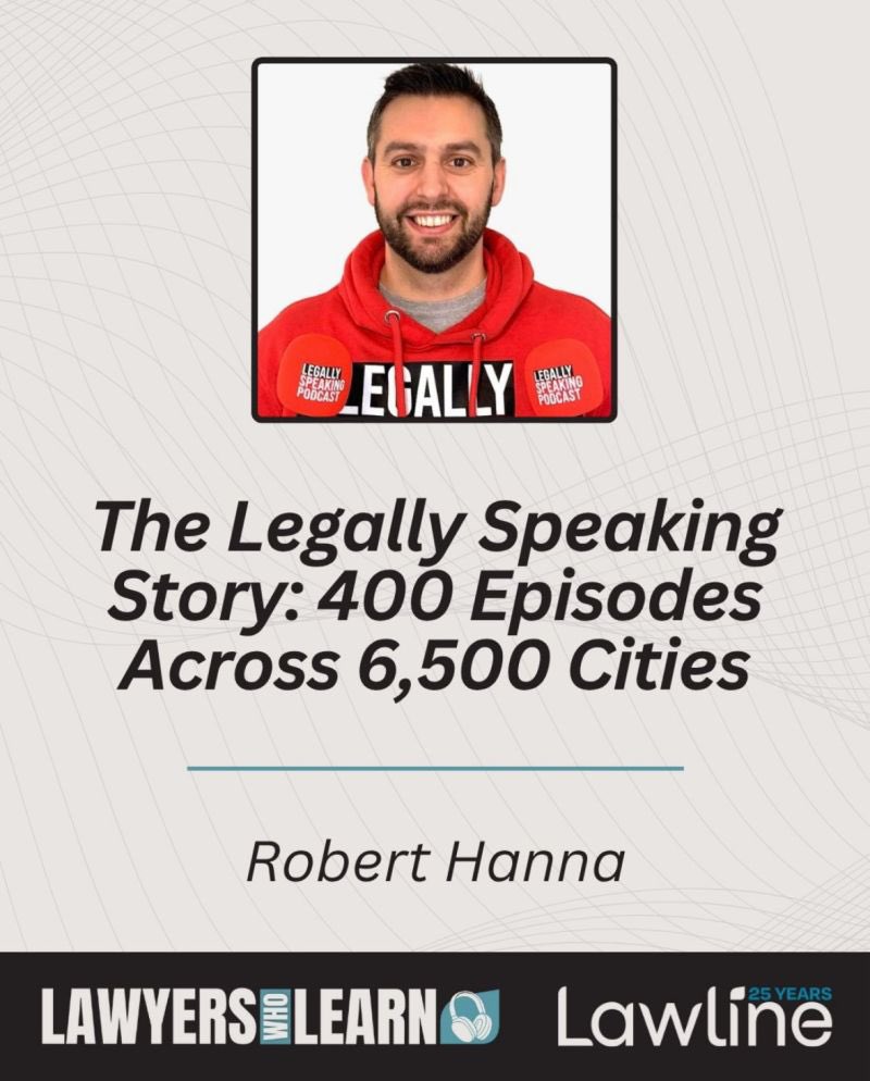 Robert Hanna (@roberthanna_eth) on Twitter photo What started as a LinkedIn post in 2019…
Became a business <a href="/Kcpartners_/">KC Partners</a>
Then a podcast <a href="/LegalSpeakPod/">Legally Speaking Podcast ™️</a>
Now a global legal community—400 episodes, 6,500+ cities.
I joined Lawyers Who Learn to share the real story.
“The magic you’re looking for is in the work you’re avoiding.” What started as a LinkedIn post in 2019…
Became a business <a href="/Kcpartners_/">KC Partners</a>
Then a podcast <a href="/LegalSpeakPod/">Legally Speaking Podcast ™️</a>
Now a global legal community—400 episodes, 6,500+ cities.
I joined Lawyers Who Learn to share the real story.
“The magic you’re looking for is in the work you’re avoiding.”