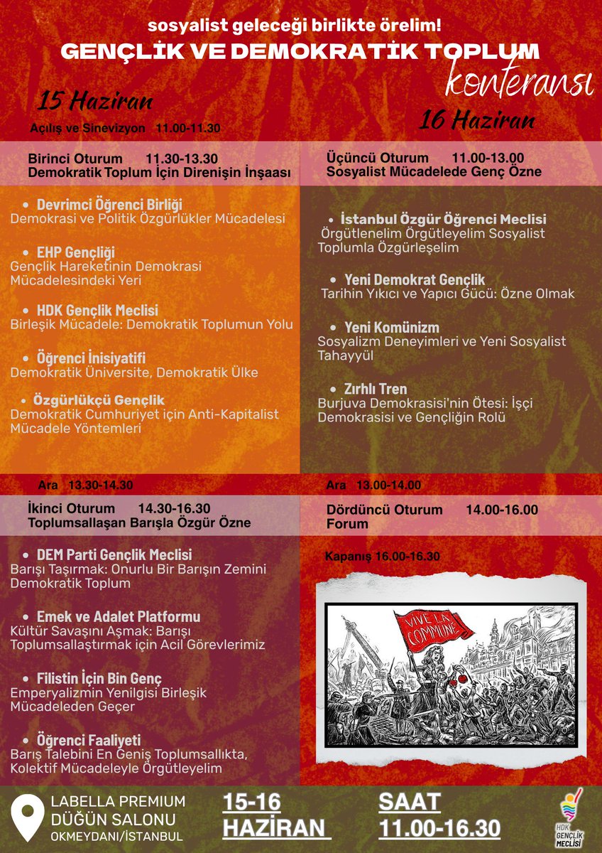 Her türden sömürüye karşı özgürlük, eşitlik ve komünal yaşam için 15-16 Haziran tarihlerinde "Gençlik ve Demokratik Toplum Konferansında" buluşuyoruz!

Sosyalist Geleceği Birlikte Örelim!