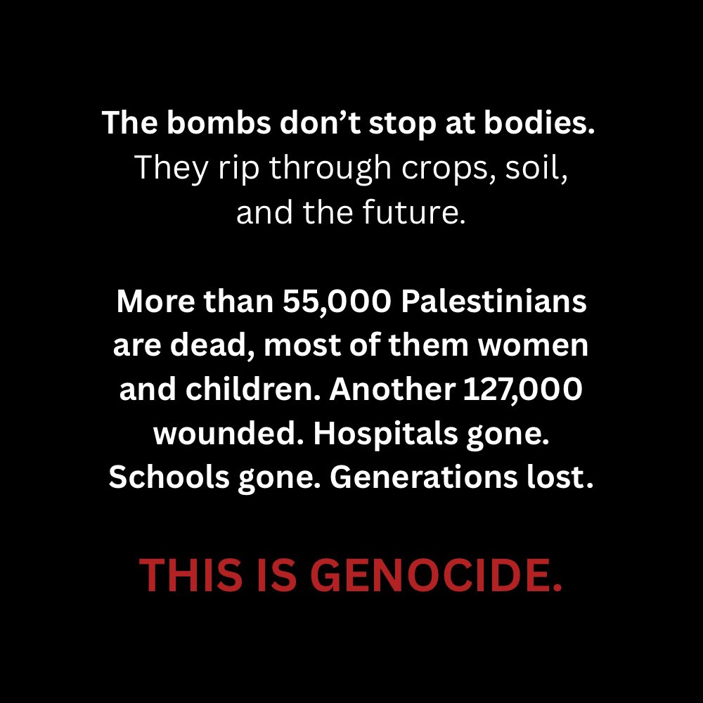 A new analysis of satellite imagery conducted by Dr. He Yin from Kent State University indicates that nearly all of Gaza's crops, tree cover, and grasslands have been severely damaged during Israel's invasion. This destruction should be prosecuted as "ecocide." 
💔🇵🇸 (1/3)
