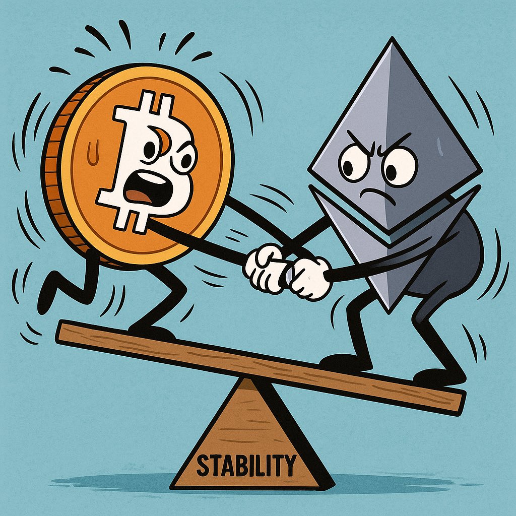 Bitcoin out here doing Zumba with the market while Ethereum just  trying to meditate in peace! 🕺🧘‍♂️📊