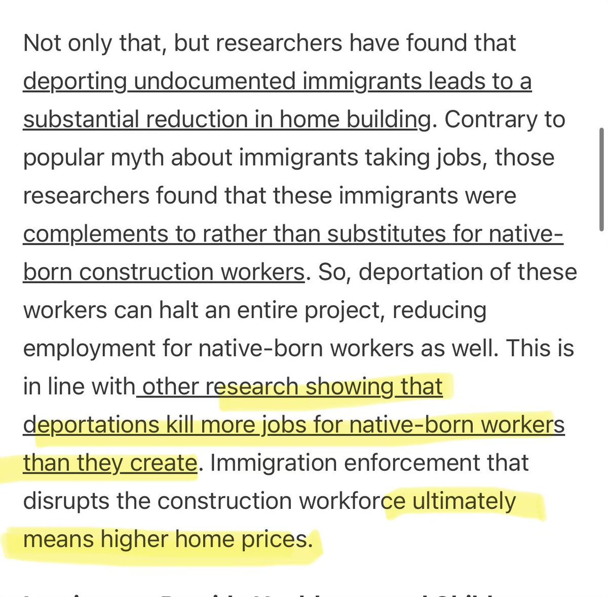 Immigrants Build Housing

“Migrant workers account for approximately 40% of all construction workers”

Meanwhile we already have a critical shortage of workers in construction. Roughly 800k-1mm short between openings unfilled and those aging out with no replacements coming.