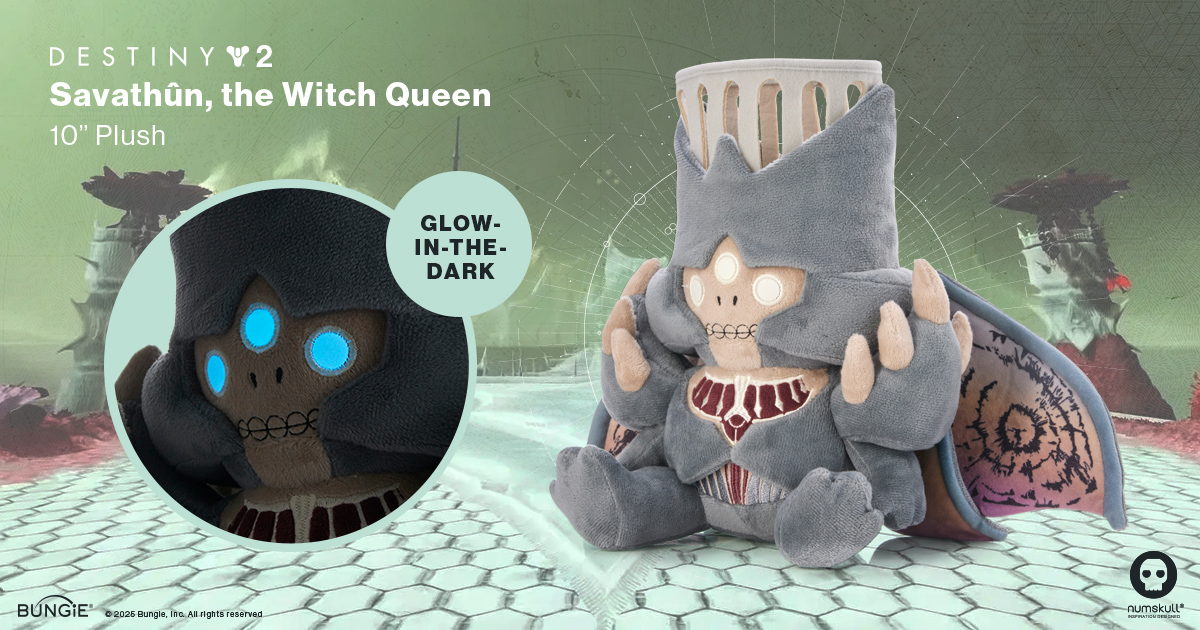 Cunning with a splash of cute - it's the Destiny Savathûn Witch Queen Plush! The Hive’s trickster has been brought to life in cuddly form - perfect for any Guardian’s collection!

Available to pre-order now numskull.com/products/desti…