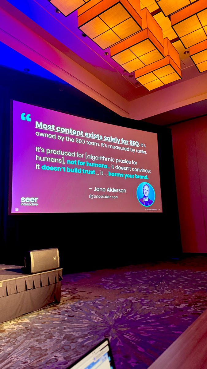 lilyraynyc's tweet photo. “If you’re not following @jonoalderson, you’re crazy.” - @wilreynolds #SMXAdvanced https://t.co/Vl8W8lei5A