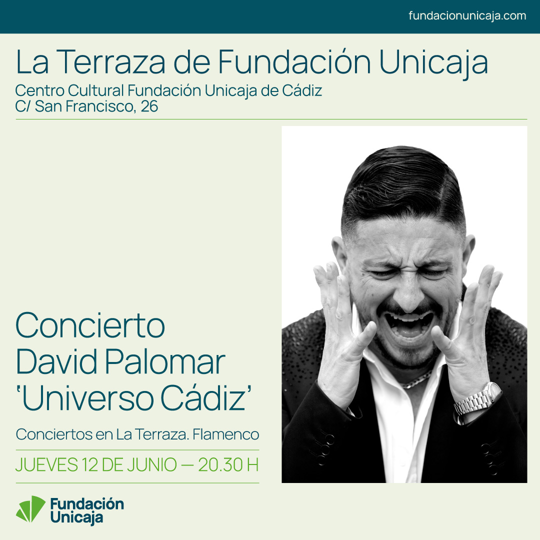 FundUnicaja's tweet image. 🎶Esta tarde, a las 20:30h, no te pierdas en la #Terraza de #FundaciónUnicaja el recital 'Universo Cádiz', a cargo de David Palomar (@palochico).
👏El cantaor inaugura así nuestro nuevo espacio en la ciudad.
📌Centro cultural de #Cádiz.
🎟️Entrada libre
qrcd.org/8piZ