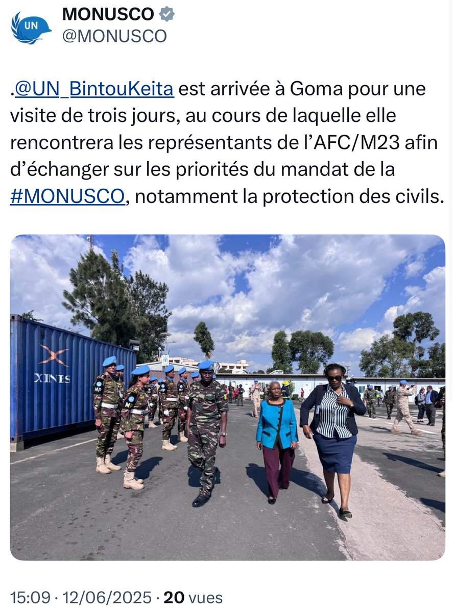 PrMatofali's tweet photo. RDC: Alors qu’arriver à Goma et s’entretenir avec l’ @afcongo est devenue une infraction selon le regime @fatshi13 pour les Congolais, le gouvernement @SuminwaJudith _sous le régime @fatshi13 autorise son partenaire @UN_BintouKeita de la @MONUSCO à arriver à Goma et s’entretenir avec l’ @afcongo . 

Cette façon de faire des autorités congolaises est une colonisation sous une autre forme et qui retardera le développement. 

Les congolais doivent croire à leur capacité à changer les choses et résoudre leurs problèmes eux mêmes. Il leur manque juste des acteurs ayant une vision et un plan y afférent! 

Un autre Congo est possible nous a toujours dit le Pr @moise_katumbi