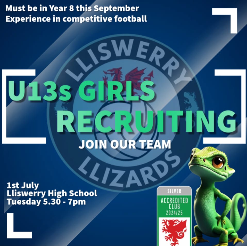 With the 24/25 season finished, we are now looking for some additional players to help strengthen the squad in preparation for the 25/26 season playing in the GCGL! 
Must be starting year 8 in Sept and if feel you are up for the challenge please contact the club 🦎 Llizards 🦎