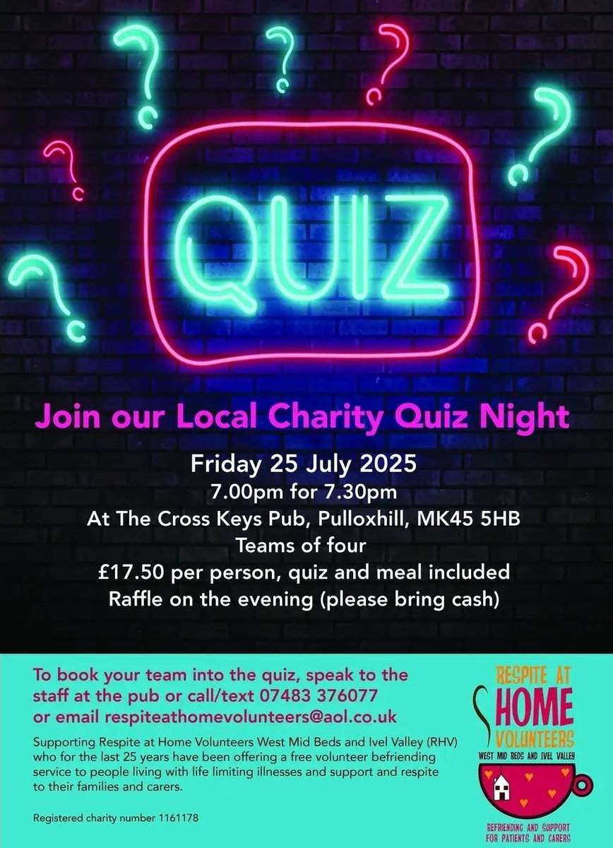 Come join us for some quiz fun, fab food and support a fantastic charity!