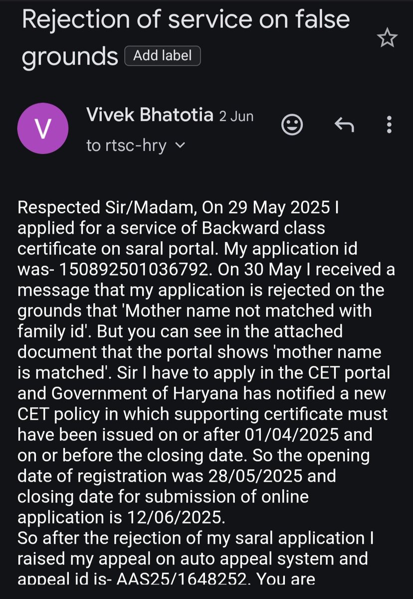 Vivek Yadav (@vivekbhatotia) on Twitter photo आदरणीय <a href="/NayabSainiBJP/">Nayab Saini</a> जी 29 मई को सरल पोर्टल पर पिछड़ी जाति प्रमाण पत्र बनवाने का आवेदन किया गया था परंतु आज तक नहीं बन पाया। ना ही नए सिरे से आवेदन हो पा रहा। सरल पोर्टल का खामियाजा CET परीक्षार्थियों को भरना पड़ रहा है। <a href="/advhimmatsingh/">Himmat Singh</a> फार्म कैसे भरें बिना BC-B सर्टिफिकेट के आदरणीय <a href="/NayabSainiBJP/">Nayab Saini</a> जी 29 मई को सरल पोर्टल पर पिछड़ी जाति प्रमाण पत्र बनवाने का आवेदन किया गया था परंतु आज तक नहीं बन पाया। ना ही नए सिरे से आवेदन हो पा रहा। सरल पोर्टल का खामियाजा CET परीक्षार्थियों को भरना पड़ रहा है। <a href="/advhimmatsingh/">Himmat Singh</a> फार्म कैसे भरें बिना BC-B सर्टिफिकेट के