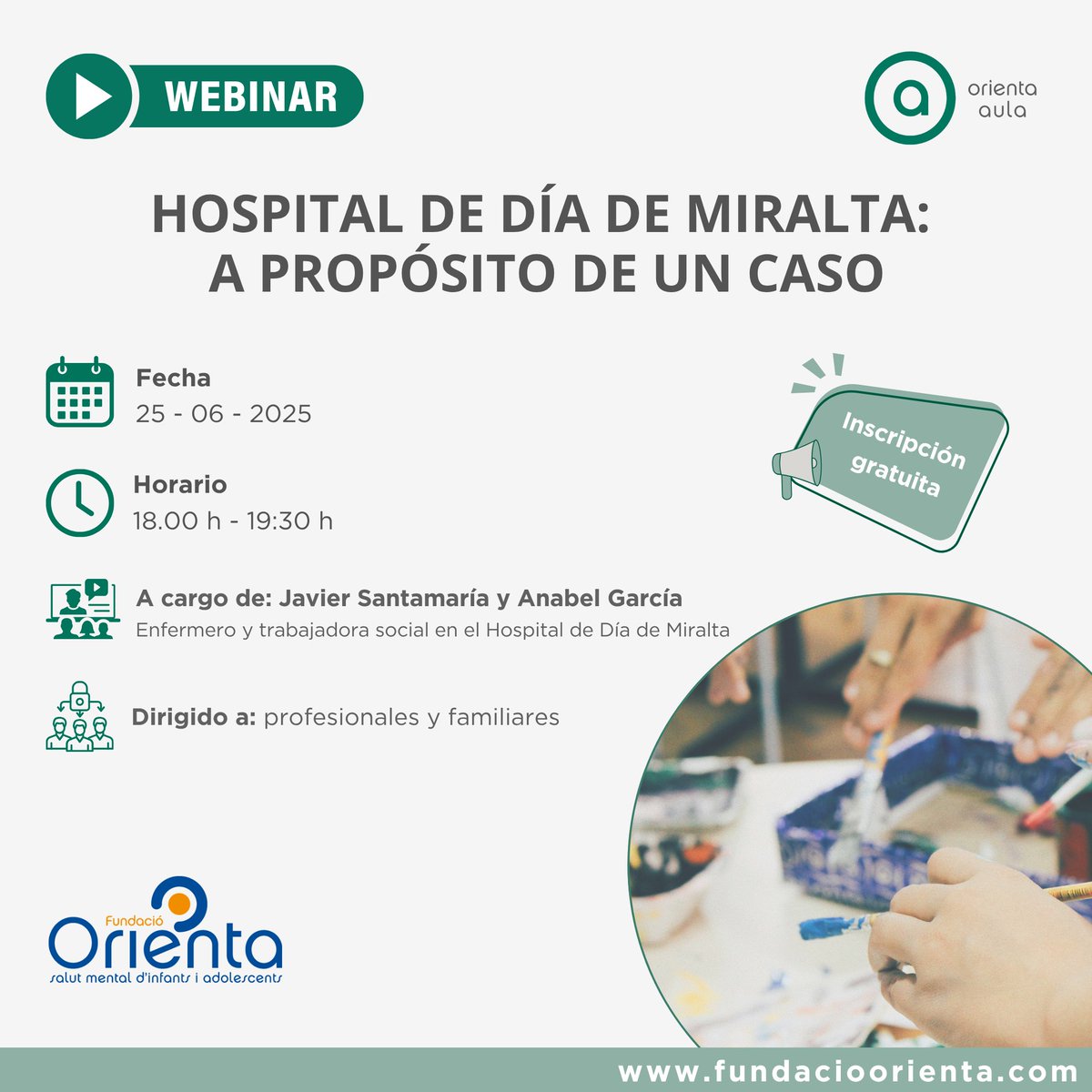 📢 Nou webinar gratuït: Hospital de Dia de Miralta: A propòsit d’un cas 🧠

📅 25 de juny | 🕕 18:00-19:30 h | 💻 Online per Zoom
💬 Idioma: castellà | ✅ Inscripció gratuïta

ℹ️ Programa: fundacioorienta.com/wp-content/upl…
👉 Inscriu-te aquí: forms.cloud.microsoft/e/DpiUJJ3zQP