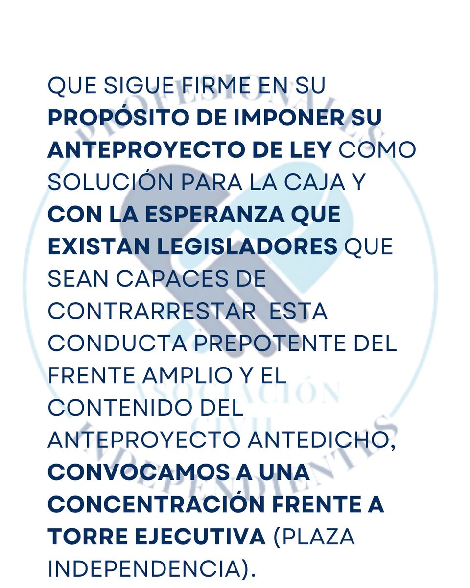 ProfesionalesI7's tweet photo. ⚠️ NUEVA CONVOCATORIA

🗓️ VIERNES 13 - 12HS
📍TORRE EJECUTIVA (frente a Plaza Independencia)

¡Otra caja es posible!

#leyexpress #cajaprofesional #profesionalesindependientes #afaps #iass https://t.co/eVuvFzJeqD