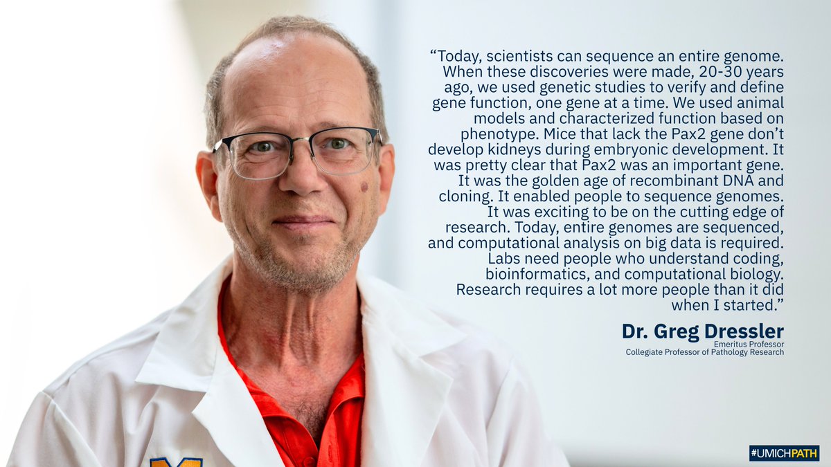 UMichPath's tweet image. After decades unraveling the genetic code behind kidney development, Dr. Greg Dressler is retiring from #UMichPath. From discovering Pax2 to shaping the future of pathology, his impact on science is deep and lasting. michmed.org/bQrYD