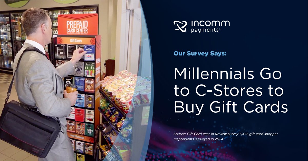 Consumers buy gift cards at a wide range of retail locations. Where do Millennials typically shop? Our study found that 48% of Millennial gift card shoppers said they shop for cards at c-stores. Read our full report to learn more: incomm.com/insights/2024-…