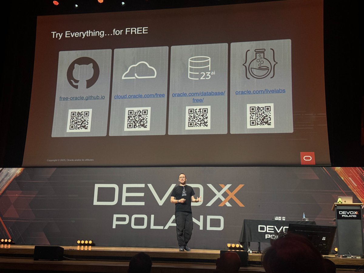 OracleOSS's tweet image. Check out Oracle&apos;s free to use technologies, including databases, Java, ML libraries, cloud resources, and more: github.com/oracle/free
@AAlmiray #DevoxxPL